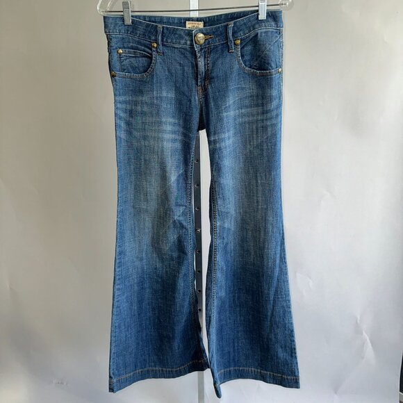 Free People Womens Size 28 Bell Bottom Jeans Wide Leg Flare Cotton Blend